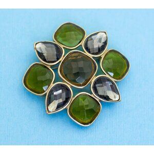 Vintage Green Floral Brooch - N29